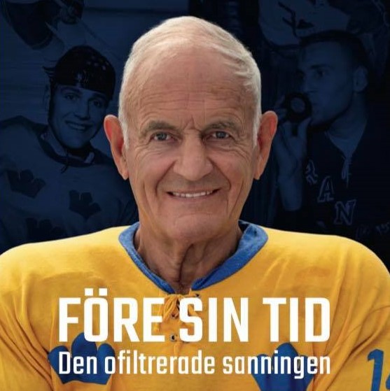 Ulf Sterner i gul hockeyuniform mot en blå bakgrund